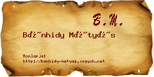 Bánhidy Mátyás névjegykártya